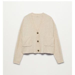 MANGO | Brown knit pocket cardigan